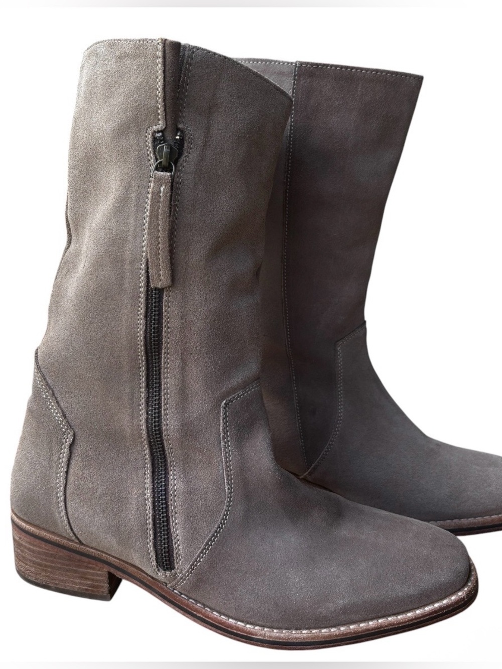 Diba True Col Lide Tan Two Tone Mid Calf Suede Boots Size 11